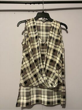 Kenneth Cole Reaction Sleeveless Plaid Drape Front Camisole